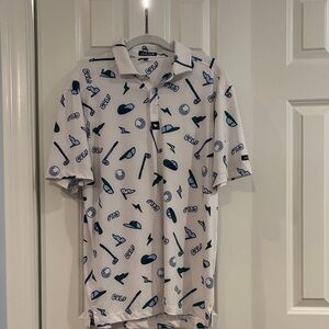 Bad Birdie Men's White Golf Print Polo Shirt